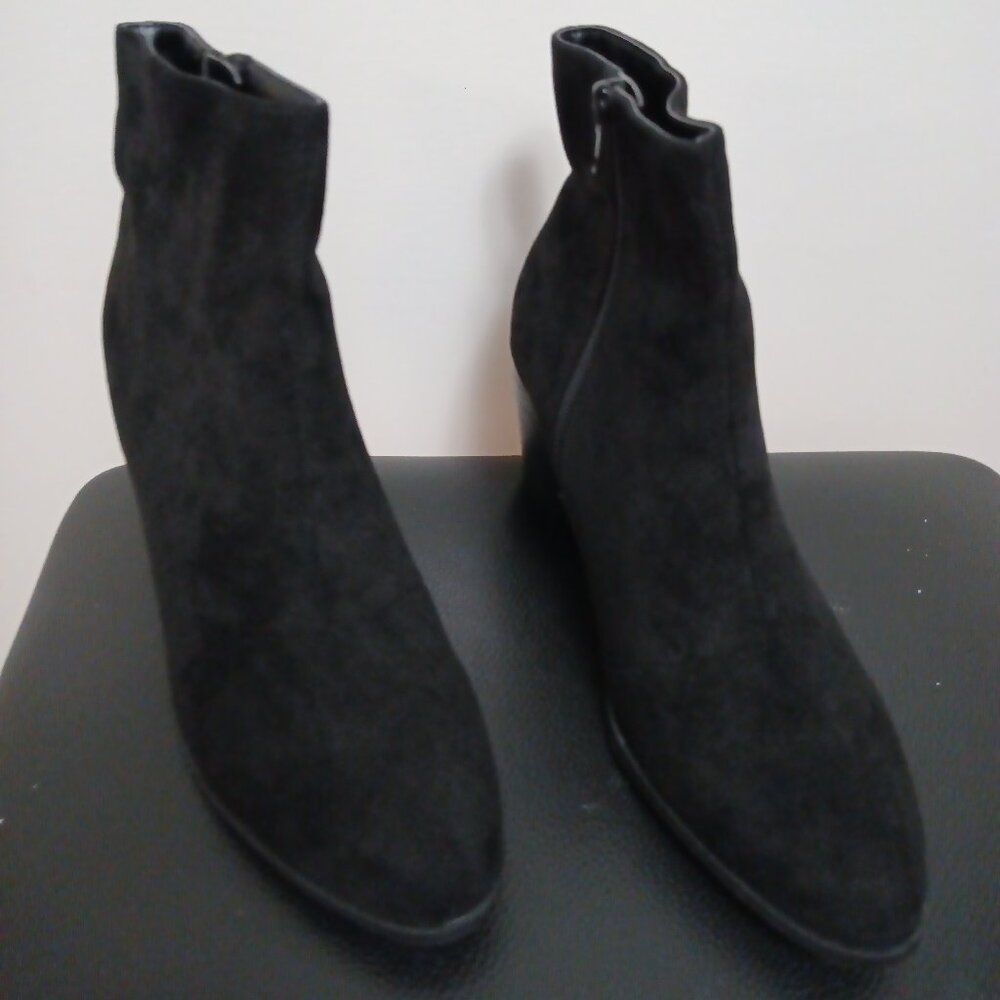 Faux Suede black boots, size 7.5